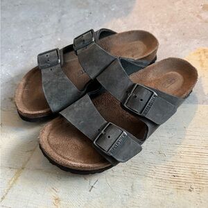 Gray Birkenstock Arizona Sandals